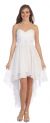 Strapless Floral Accent High Low Cocktail Party Dress  in White
